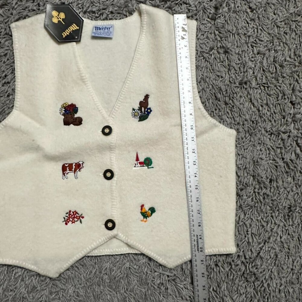 Meister 90s Vintage Retro Patterned New Wool Deadstock Vest Size L - Picture 5 of 7